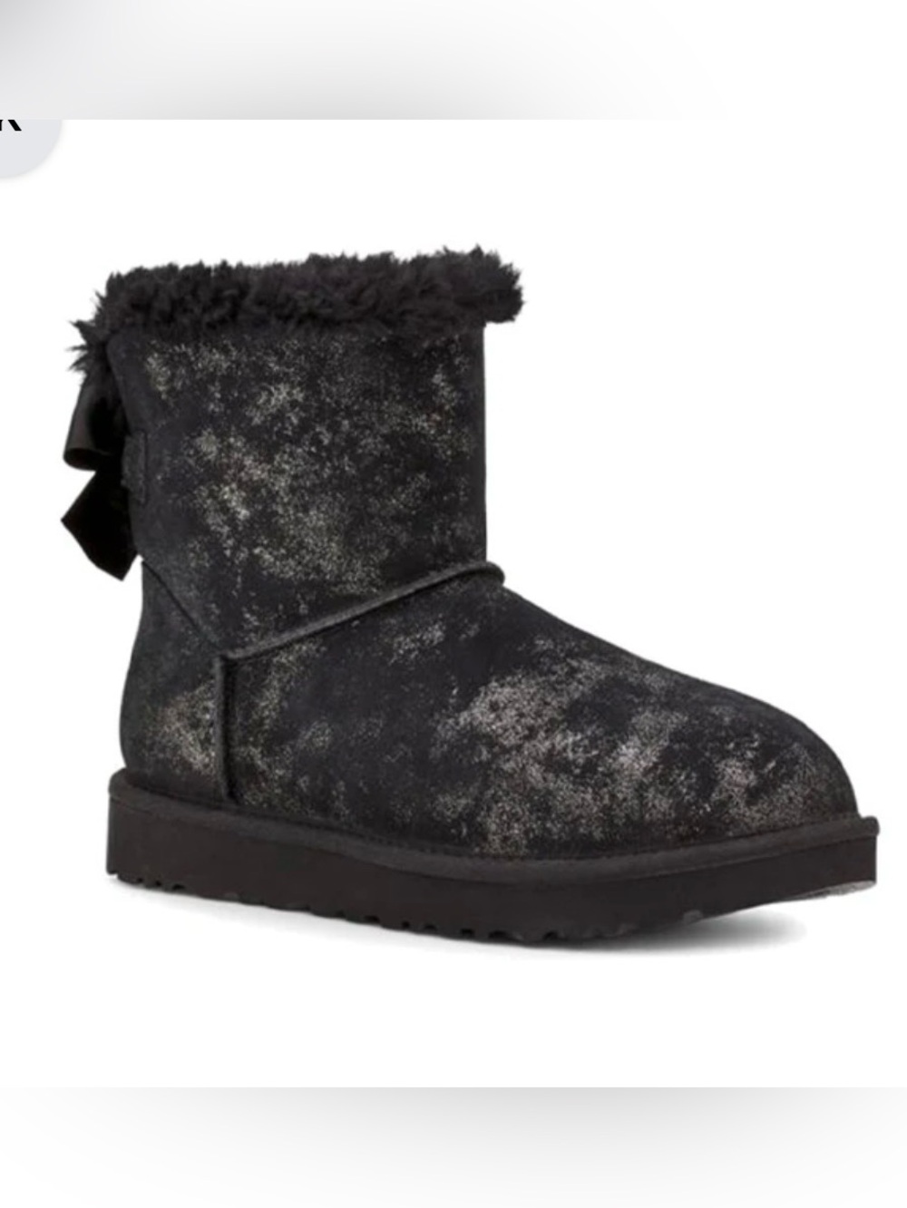 UGG Mini Bailey Bow Glimmer Black Boots Women's Size 10